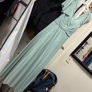 David's Bridal Soft Green Maxi Dress